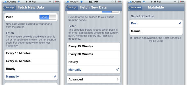 iPhone OS 2 Push Data settings (2008)